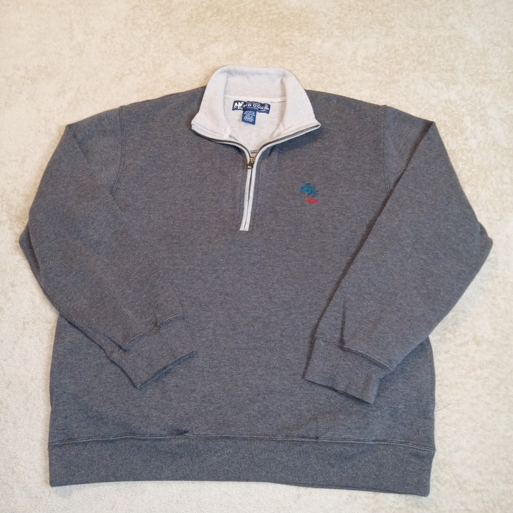 Big Dogs‎ Men's 1/4 Zip Long Sleeve Pullover Sweater Medium Gray